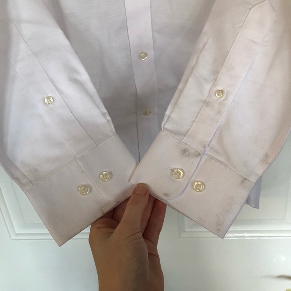 Stanford Men’s White Collar Button Up Dress Shirt - Picture 5 of 9